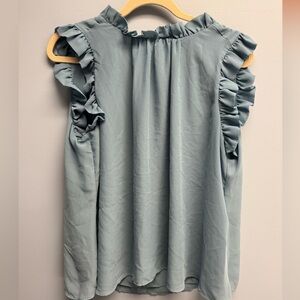 Ann Taylor Factory Ruffled Sleeveless Top - Light Blue